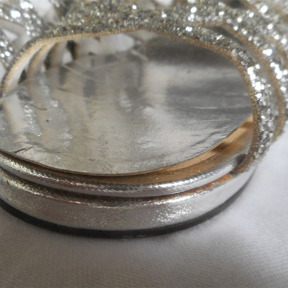 Vintage Imperial Silver Strappy Stack Heels 7 N - Picture 7 of 7